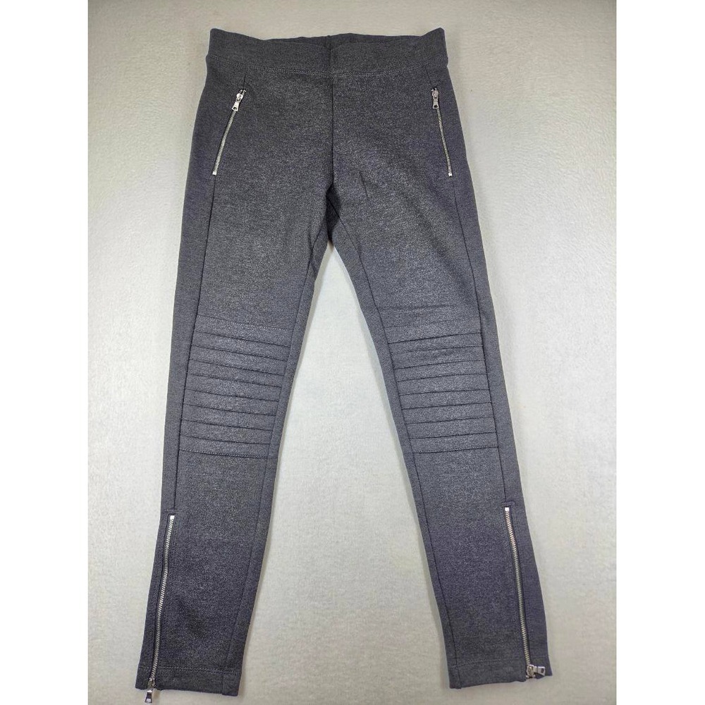 Gap Womens Moto Leggings Gray Heather Ribbed Knee Zip Ankle Pants Small RN54023